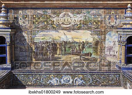 "Tile mosaic of a Spanish province, Plaza de Espana, Seville, Spain, Europe" View Large Photo Image Stock Photo - "Tile mosaic of a Spanish province, Plaza de Espana, Seville, Spain, Europe". Fotosearch