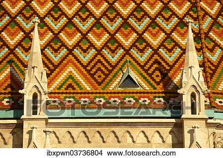 "Tiled roof of Church of Our Lady or Matthias Cathedral or Matyas templom, Castle District, Budapest, Hungary, Europe" View Large Photo Image Picture - "Tiled roof of Church of Our Lady or Matthias Cathedral or Matyas templom, Castle District, Budapest, Hungary, Europe". Fotosearch