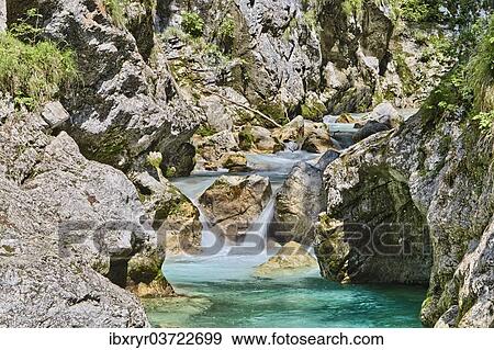 Stock Photo - "Tolmin Gorge, Emerald Route, Nationalpark Triglav, Region Primorska, Slowenien, Tolmin, Goriska, Slovenia, Europe". Fotosearch