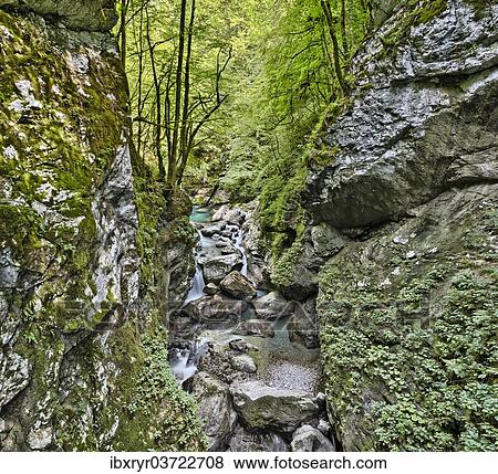 Stock Photo - "Tolmin Gorge, Emerald Route, Triglav National Park, Tolmin, Goriska, Slovenia, Europe". Fotosearch