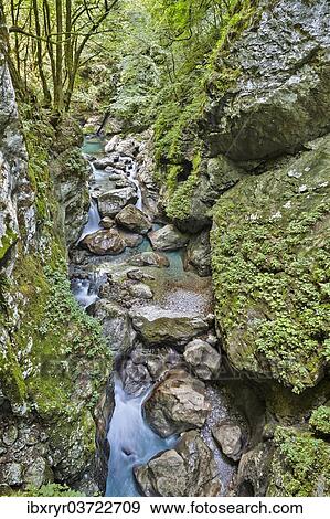Stock Photo - "Tolmin Gorge, Emerald Route, Triglav National Park, Tolmin, Goriska, Slovenia, Europe". Fotosearch