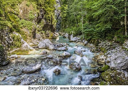 Stock Photograph - "Tolmin Gorge, Emerald Route, Triglav National Park, Tolmin, Goriska, Slovenia, Europe". Fotosearch