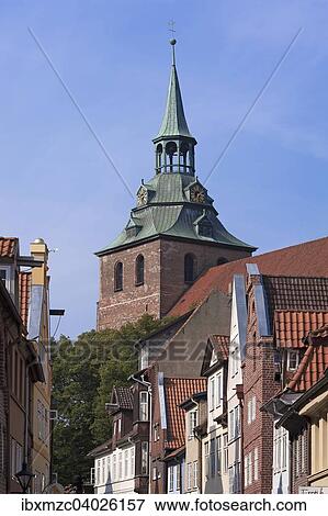 "Tower of Michaeliskirche Church, with houses of the historic centre, Luneburg, Lower Saxony, Germany, Europe" View Large Photo Image Stock Photo - "Tower of Michaeliskirche Church, with houses of the historic centre, Luneburg, Lower Saxony, Germany, Europe". Fotosearch