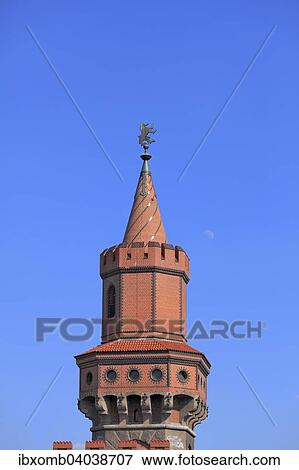 "Tower of Oberbaumbrucke, North Tower, with the Berlin Bear, Friedrichshain-Kreuzberg districts, Berlin, Germany, Europe" View Large Photo Image Stock Photo - "Tower of Oberbaumbrucke, North Tower, with the Berlin Bear, Friedrichshain-Kreuzberg districts, Berlin, Germany, Europe". Fotosearch