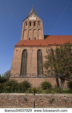 "Tower of St Mary's Church, brick Gothic, early 14th century, Barth, Mecklenburg-Western Pomerania, Germany, Europe" View Large Photo Image Stock Photo - "Tower of St Mary's Church, brick Gothic, early 14th century, Barth, Mecklenburg-Western Pomerania, Germany, Europe". Fotosearch