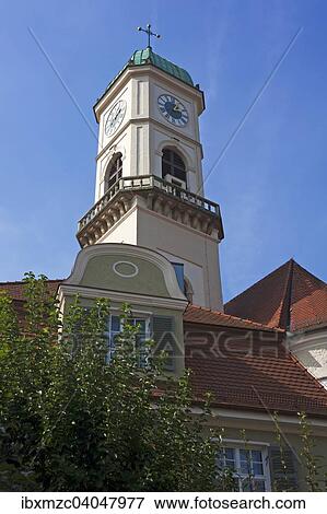 "Tower of the baroque St. Andrew's Church, 1697-1717, Stadtamhof district, Regensburg, Upper Palatinate, Bavaria, Germany, Europe" View Large Photo Image Stock Photo - "Tower of the baroque St. Andrew's Church, 1697-1717, Stadtamhof district, Regensburg, Upper Palatinate, Bavaria, Germany, Europe". Fotosearch