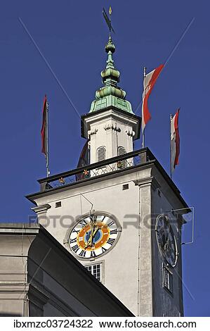 "Tower of the Old Town Hall, from the beginning of the 17th century, Salzburg, Salzburg State, Austria, Europe" View Large Photo Image Stock Image - "Tower of the Old Town Hall, from the beginning of the 17th century, Salzburg, Salzburg State, Austria, Europe". Fotosearch