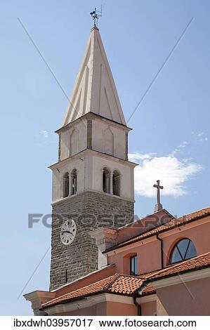 "Tower of the Parish Church of St. Maurus, Izola, Slovenian Littoral, Slovenia, Europe" View Large Photo Image Stock Photo - "Tower of the Parish Church of St. Maurus, Izola, Slovenian Littoral, Slovenia, Europe". Fotosearch