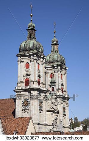 "Towers of the Collegiate Church of St. Gallen, cathedral, UNESCO World Heritage Site, St. Gallen, Canton of St. Gallen, Switzerland, Europe" View Large Photo Image Stock Photo - "Towers of the Collegiate Church of St. Gallen, cathedral, UNESCO World Heritage Site, St. Gallen, Canton of St. Gallen, Switzerland, Europe". Fotosearch