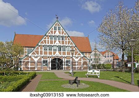 Stock Image - "Town Hall, Jork, Altes Land region, Lower Saxony, Germany, Europe". Fotosearch