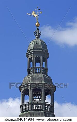 Picture - "Town hall tower with the porcelain carillon, Luneburg, Lower Saxony, Germany, Europe". Fotosearch