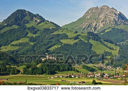 "Town of Gruyeres with Gruyeres Castle, Gruyere District, Switzerland, Europe" View Large Photo Image Stock Photo - "Town of Gruyeres with Gruyeres Castle, Gruyere District, Switzerland, Europe". Fotosearch