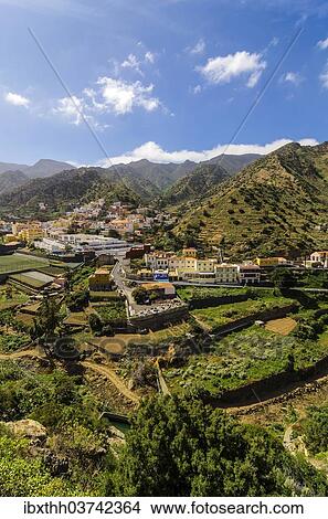 "Town of Vallehermoso, from the Mirador Almendrillo, Vallehermoso, La Gomera, Canary Islands, Spain, Europe" View Large Photo Image Picture - "Town of Vallehermoso, from the Mirador Almendrillo, Vallehermoso, La Gomera, Canary Islands, Spain, Europe". Fotosearch