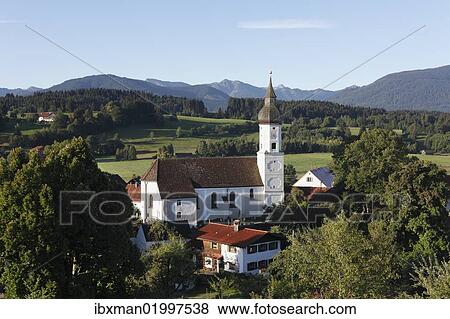 "Town view with parish church of St. George, Bad Bayersoien, Pfaffenwinkel, Upper Bavaria, Bavaria, Germany, Europe, PublicGround, Europe" View Large Photo Image Stock Photo - "Town view with parish church of St. George, Bad Bayersoien, Pfaffenwinkel, Upper Bavaria, Bavaria, Germany, Europe, PublicGround, Europe". Fotosearch