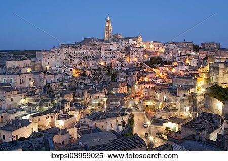 Stock Photography - "Town with cave dwellings, Sasso Barisano, Sassi di Matera, Matera, Basilicata, Italy, Europe". Fotosearch