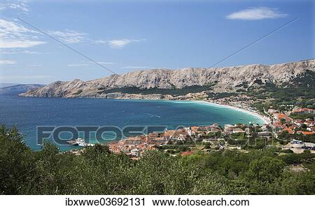 Stock Image - "Townscape, Baska, Krk, Primorje-Gorski Kotar County, Croatia, Europe". Fotosearch