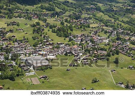 Stock Photography - "Townscape Grindelwald, Interlaken-Oberhasli, Canton of Bern, Switzerland, Europe". Fotosearch