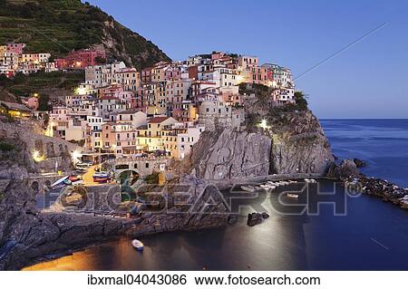 Stock Photograph - "Townscape, Manarola, Cinque Terre, Rivera di Levante, Province of La Spezia, Liguria, Italy, Europe". Fotosearch