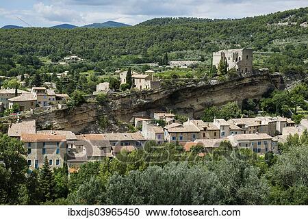 Stock Image - "Townscape, Mollans-sur-Ouveze, Drome, Rhone-Alpes, Provence, France, Europe". Fotosearch