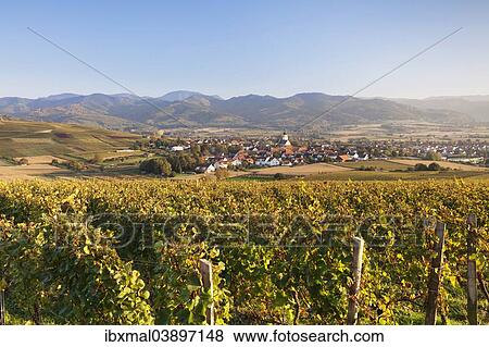 Stock Photo - "Townscape of Ehrenkirchen, Ehrenstetten district, Baden, Markgrafler Land, Black Forest, Baden-Wurttemberg, Germany, Europe". Fotosearch