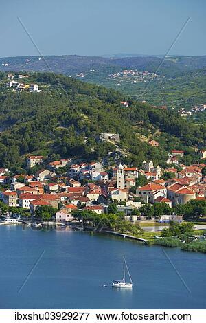 Stock Photo - "Townscape of Skradin, River Krka, Dalmatia, Croatia, Europe". Fotosearch