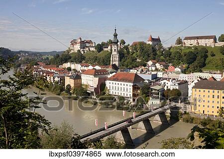 "Townscape with Salzach river and the parish church of St. Jacob, Burghausen, Upper Bavaria, Bavaria, Germany, Europe" View Large Photo Image Stock Photography - "Townscape with Salzach river and the parish church of St. Jacob, Burghausen, Upper Bavaria, Bavaria, Germany, Europe". Fotosearch