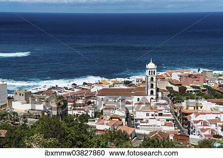 Stock Image - "Townscape with the Church of Santa Ana, Garachico, Tenerife, Canary Islands, Spain, Europe". Fotosearch