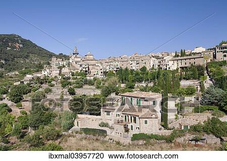 "Townscape with Valldemossa Charterhouse and parish church of Sant Bartomeu, Valldemossa, Majorca, Balearic Islands, Spain, Europe" View Large Photo Image Stock Image - "Townscape with Valldemossa Charterhouse and parish church of Sant Bartomeu, Valldemossa, Majorca, Balearic Islands, Spain, Europe". Fotosearch