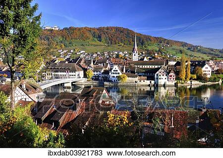 "Townview with Hohenklingen Castle in autumn, Stein am Rhein, Canton of Schaffhausen, Switzerland, Europe" View Large Photo Image Stock Image - "Townview with Hohenklingen Castle in autumn, Stein am Rhein, Canton of Schaffhausen, Switzerland, Europe". Fotosearch