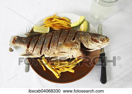 "Traditional cuisine, grilled Spotfin croaker with sweet potato fries and avocado wedges, Nicaragua, North America" View Large Photo Image Stock Image - "Traditional cuisine, grilled Spotfin croaker with sweet potato fries and avocado wedges, Nicaragua, North America". Fotosearch