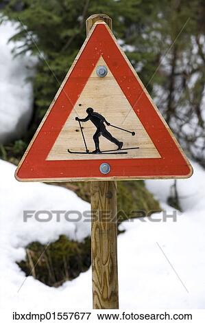 "Traffic sign calling attention fo crossing cross-country skiers, Oslo, Norway, Europe" View Large Photo Image Stock Photo - "Traffic sign calling attention fo crossing cross-country skiers, Oslo, Norway, Europe". Fotosearch