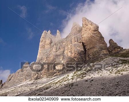 Stock Photo - "Tre Cime di Lavaredo, Dolomiti di Sesto National Park, Sexten Dolomites, Hochpustertal, High Puster Valley, South Tyrol, Italy, Europe". Fotosearch