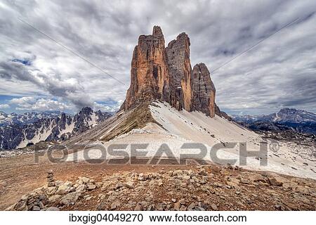"Tre Cime di Lavaredo or Drei Zinnen, view from mountain pass Paternsattel or Forcella di Lavaredo, Sexten Dolomites, Sesto Dolomites, South Tyrol, Italy, Europe" View Large Photo Image Stock Image - "Tre Cime di Lavaredo or Drei Zinnen, view from mountain pass Paternsattel or Forcella di Lavaredo, Sexten Dolomites, Sesto Dolomites, South Tyrol, Italy, Europe". Fotosearch