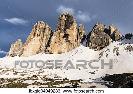 "Tre Cime di Lavaredo or Drei Zinnen, view from Col Forcellina, Sexten Dolomites, Sesto Dolomites, South Tyrol, Italy, Europe" View Large Photo Image Stock Image - "Tre Cime di Lavaredo or Drei Zinnen, view from Col Forcellina, Sexten Dolomites, Sesto Dolomites, South Tyrol, Italy, Europe". Fotosearch