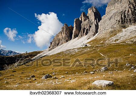 Stock Photo - "Tre Cime di Lavaredo, Three Peaks, Sexten Dolomites, Italy, Europe". Fotosearch