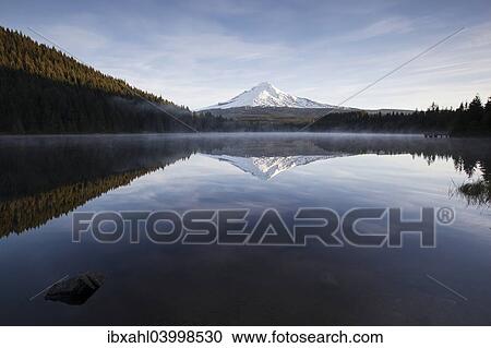 Stock Image - "Trillium Lake with Mount Hood, Clackamas County, Oregon, United States, North America". Fotosearch