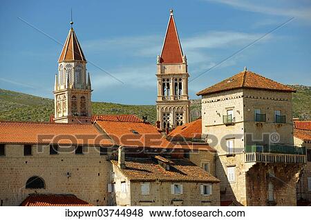 "Trogir Harbour front with medieval buildings, Trogir, Croatia, Europe" View Large Photo Image Stock Photo - "Trogir Harbour front with medieval buildings, Trogir, Croatia, Europe". Fotosearch