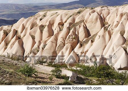Stock Photo - "Tufa formations at Uchisar, Goreme National Park, Cappadocia, Central Anatolia Region, Anatolia, Turkey, Asia". Fotosearch