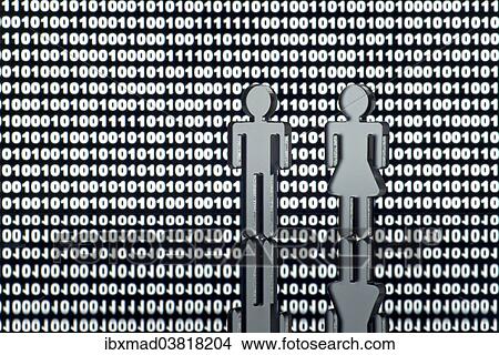 Two figures in front of binary code View Large Photo Image Picture - Two figures in front of binary code. Fotosearch