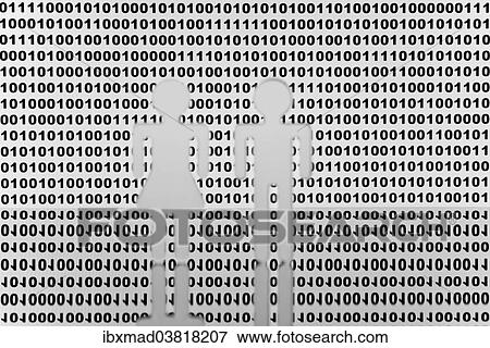 Two figures in front of binary code View Large Photo Image Stock Photo - Two figures in front of binary code. Fotosearch