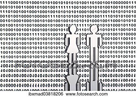 Two figures in front of binary code View Large Photo Image Stock Photograph - Two figures in front of binary code. Fotosearch