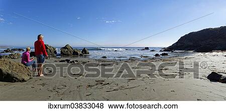 "Two women on the sandy beach, Pacific Coast, Cambria, California, United States, North America" View Large Photo Image Stock Photo - "Two women on the sandy beach, Pacific Coast, Cambria, California, United States, North America". Fotosearch