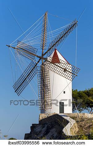 "Typical windmill, Es Castell, Menorca, Balearic Islands, Spain, Europe" View Large Photo Image Stock Photograph - "Typical windmill, Es Castell, Menorca, Balearic Islands, Spain, Europe". Fotosearch