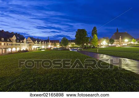 Unterer Marktplatz Quadrato Quadrato Mercato Notte Freudenstadt Foresta Nera Baden Wuerttemberg Germania Europe Archivio Fotografico Ibxwer Fotosearch