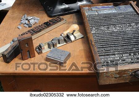 Utensils in a historic printer's workshop View Large Photo Image Stock Image - Utensils in a historic printer's workshop. Fotosearch