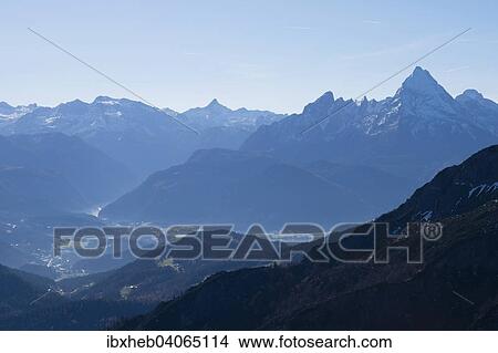"Valley of Berchtesgaden, at the back Mt Steinernes Meer with Mt Schonfeldspitze and Mt Watzmann, Bavaria, Germany, Europe" View Large Photo Image Picture - "Valley of Berchtesgaden, at the back Mt Steinernes Meer with Mt Schonfeldspitze and Mt Watzmann, Bavaria, Germany, Europe". Fotosearch