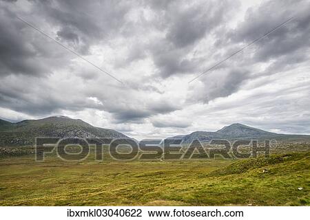"Valley of Strath Dionard with the mountains of Cranstackie, 801m, left, and Foinaven, 911m, right, Durness, Schottisches Hochland, Scotland, United Kingdom, Europe" View Large Photo Image Stock Image - "Valley of Strath Dionard with the mountains of Cranstackie, 801m, left, and Foinaven, 911m, right, Durness, Schottisches Hochland, Scotland, United Kingdom, Europe". Fotosearch