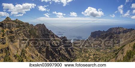 Stock Image - "Valley overlooking Taguluche, Arure, La Gomera, Canary Islands, Spain, Europe". Fotosearch