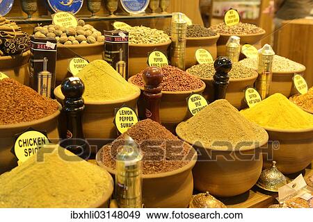 "Various spices, Spice Bazaar or Egyptian Bazaar, Misir Carsisi, Eminonu, Istanbul, European side, Istanbul Province, Turkey, European side, Europe" View Large Photo Image Stock Photo - "Various spices, Spice Bazaar or Egyptian Bazaar, Misir Carsisi, Eminonu, Istanbul, European side, Istanbul Province, Turkey, European side, Europe". Fotosearch