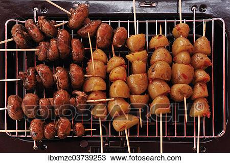 "Vegetarian grilling, mushrooms and potato on skewers, Germany, Europe" View Large Photo Image Stock Image - "Vegetarian grilling, mushrooms and potato on skewers, Germany, Europe". Fotosearch
